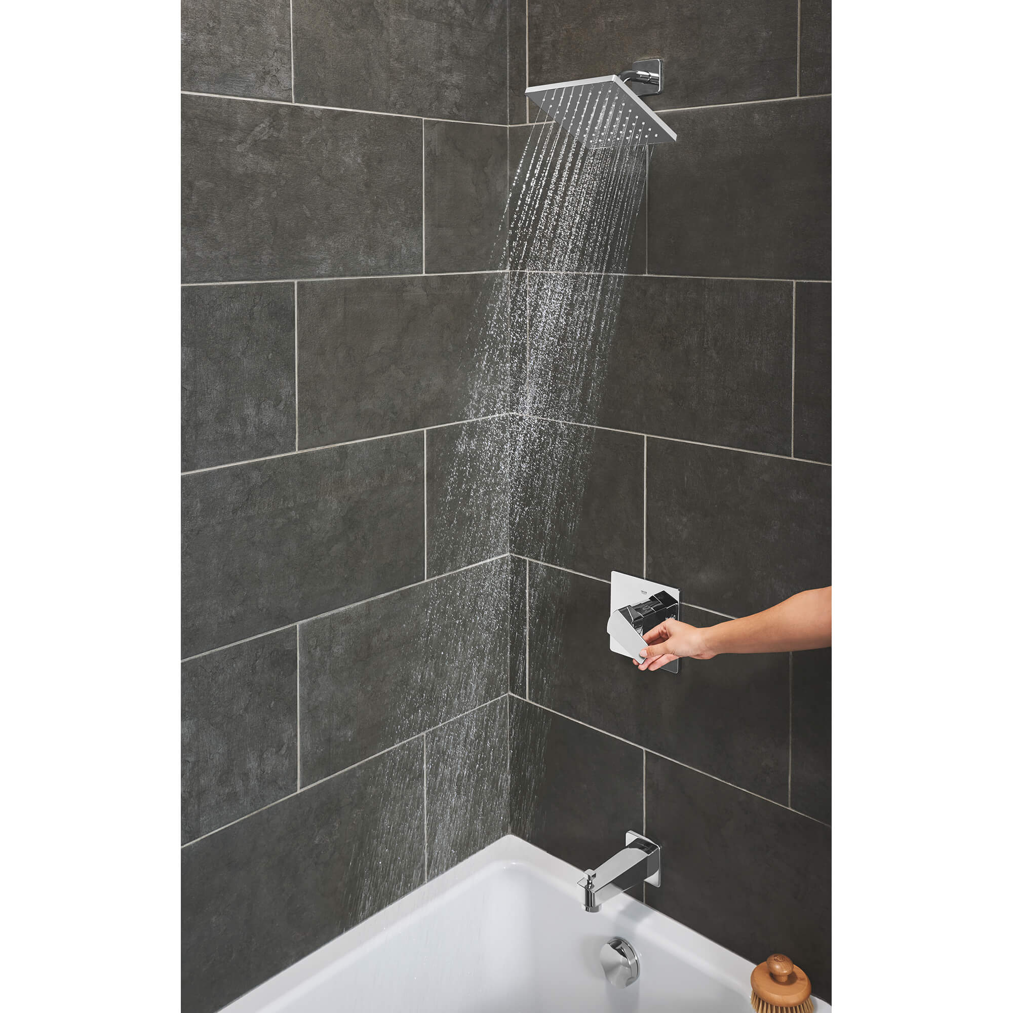 black bathtub shower combo